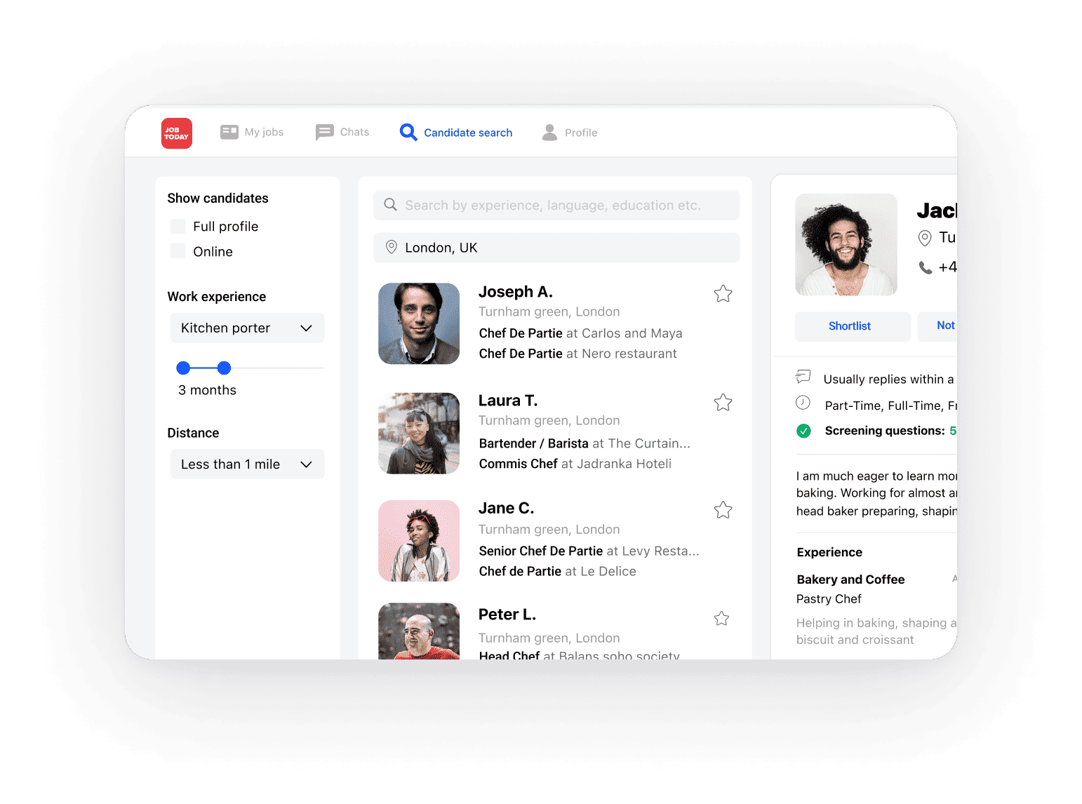 JobToday employer candidate search
